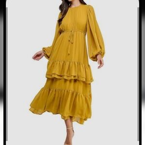 KOKO‎ + MASON Longsleeve Tiered Midi Dress Size Small